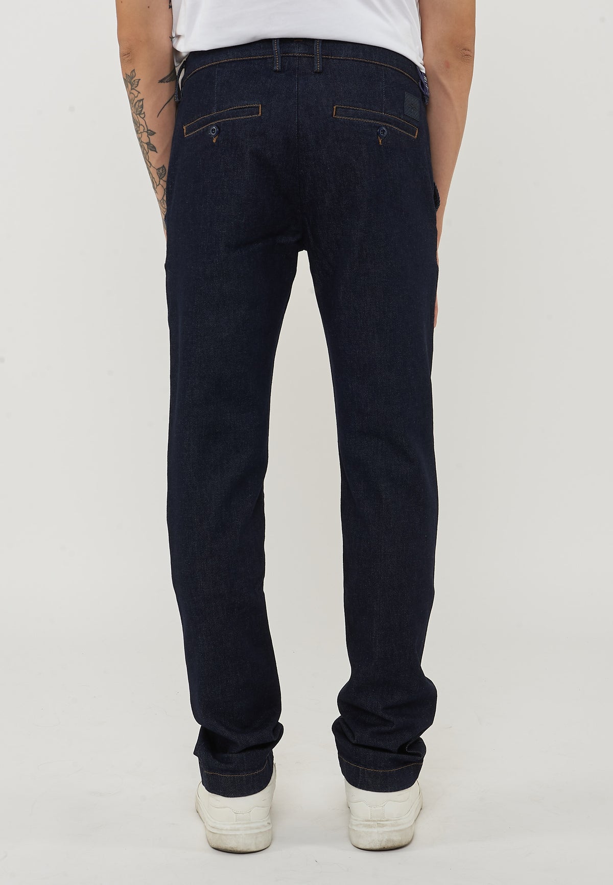 Jeans Chino Bobby Slim In Denim Comfort Blu Scuro Lavaggio Stone 