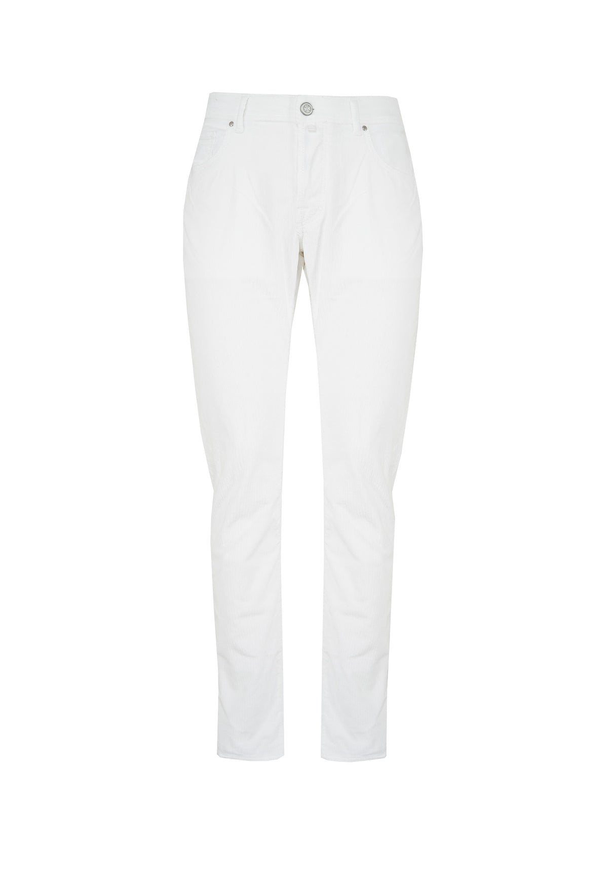 Pantaloni 5 Tasche Nick In Velluto a Coste Stretch Di Cotone Optical White 