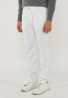 Pantaloni 5 Tasche Nick In Velluto a Coste Stretch Di Cotone Optical White 