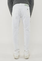 Pantaloni 5 Tasche Nick In Velluto a Coste Stretch Di Cotone Optical White 