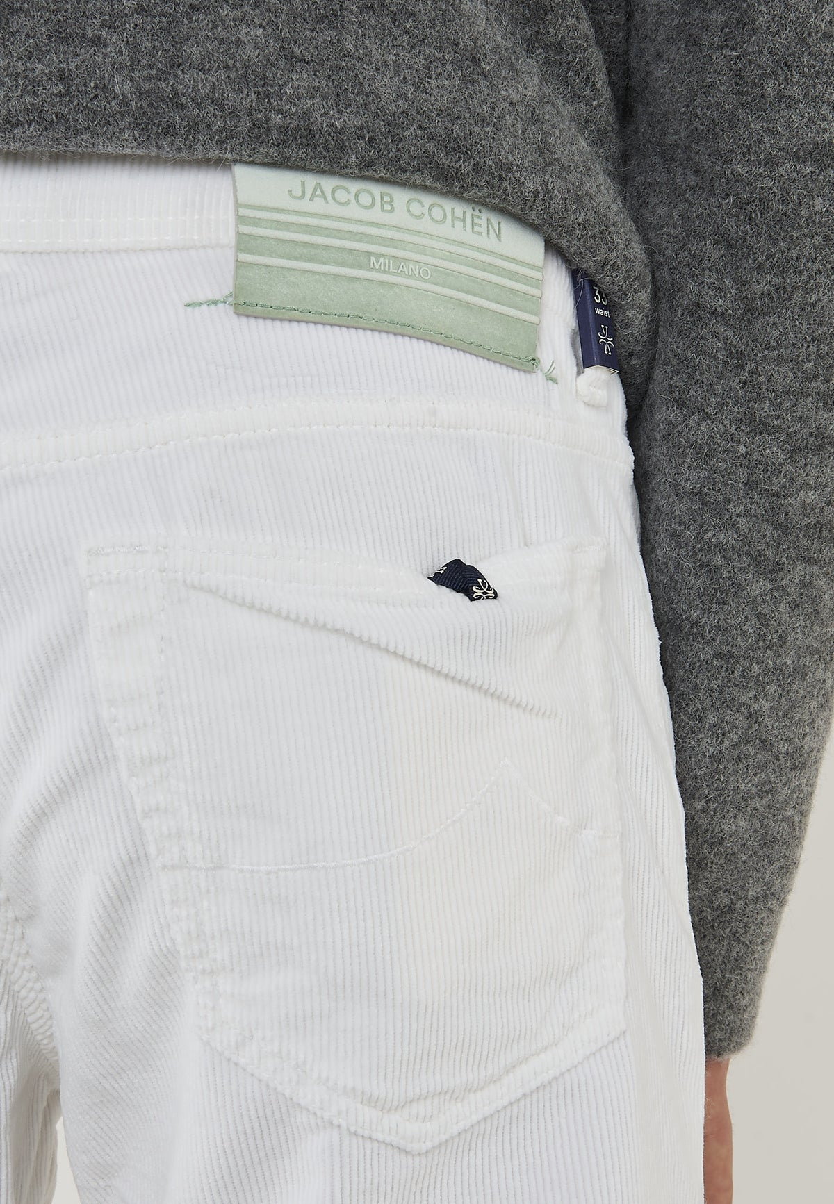 Pantaloni 5 Tasche Nick In Velluto a Coste Stretch Di Cotone Optical White 