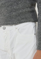 Pantaloni 5 Tasche Nick In Velluto a Coste Stretch Di Cotone Optical White 