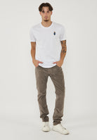 Pantaloni 5 Tasche Nick In Velluto a Coste Stretch Di Cotone Elephant Grey 