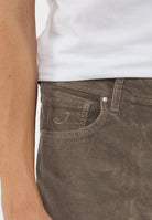 Pantaloni 5 Tasche Nick In Velluto a Coste Stretch Di Cotone Elephant Grey 
