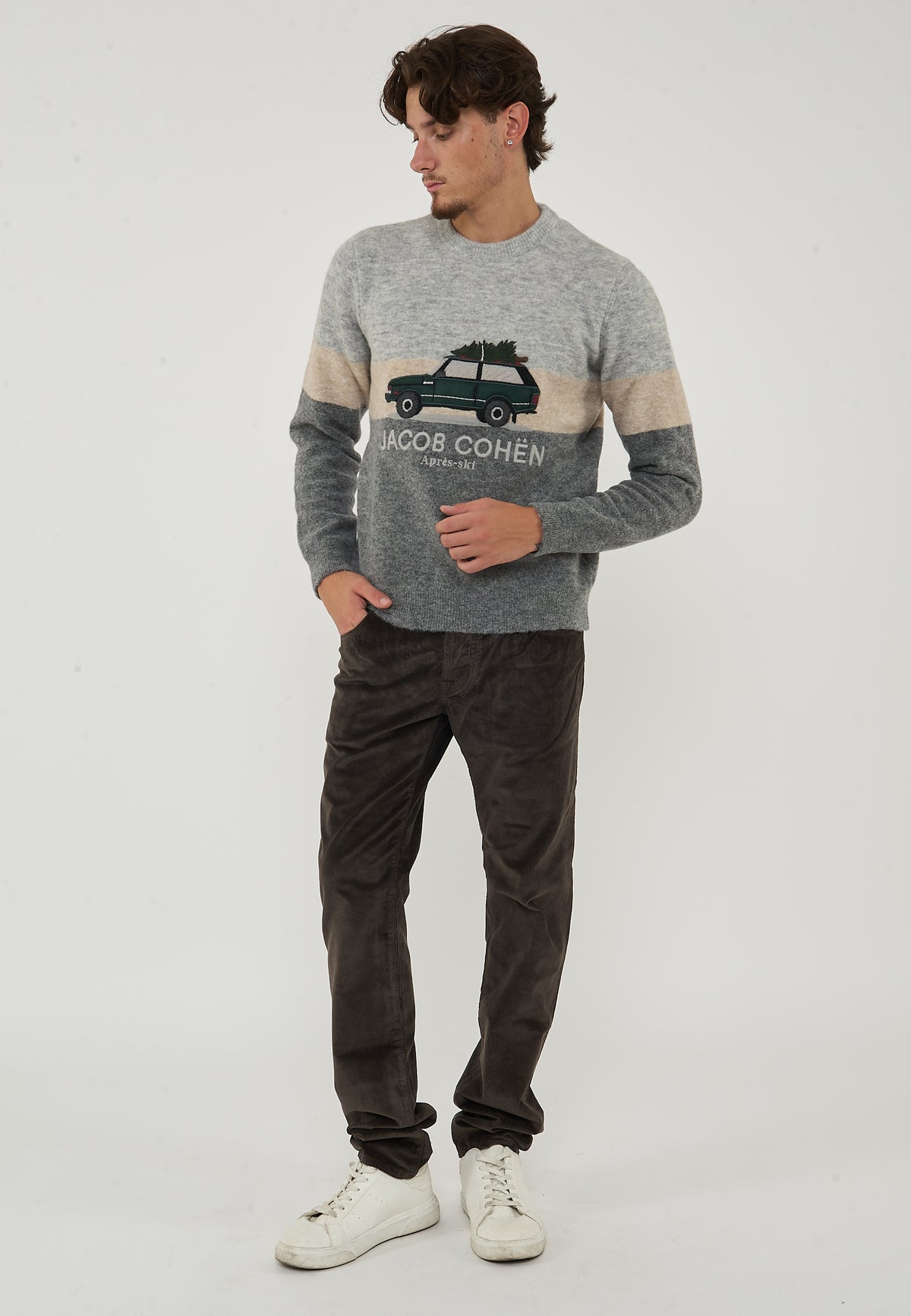 Pantaloni 5 Tasche Nick In Velluto a Coste Stretch Di Cotone Brown 