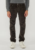 Pantaloni 5 Tasche Nick In Velluto a Coste Stretch Di Cotone Brown 