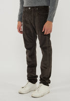 Pantaloni 5 Tasche Nick In Velluto a Coste Stretch Di Cotone Brown 