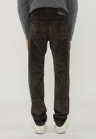 Pantaloni 5 Tasche Nick In Velluto a Coste Stretch Di Cotone Brown 