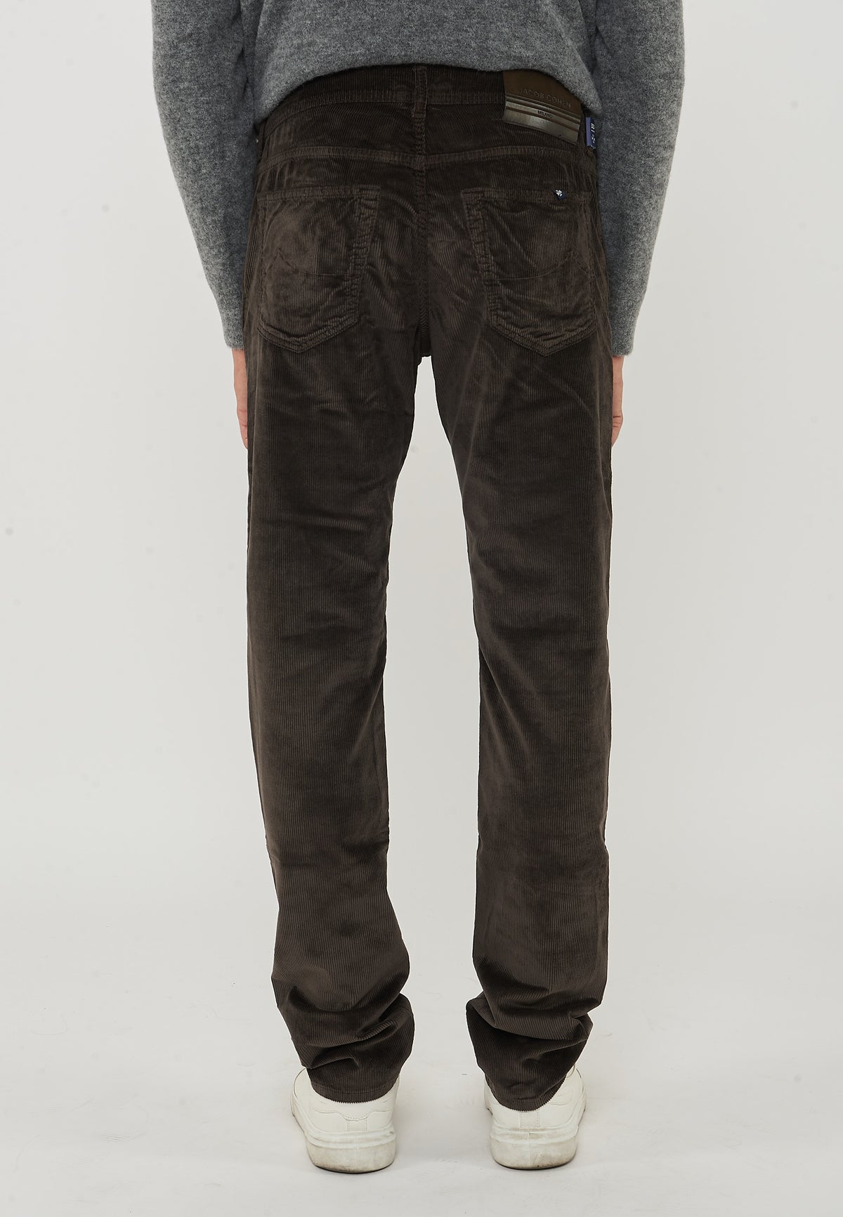 Pantaloni 5 Tasche Nick In Velluto a Coste Stretch Di Cotone Brown 