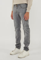 Jeans 5 tasche Nick Regular-Straight In Denim Stretch Nero Chiaro Lavaggio Vintage 