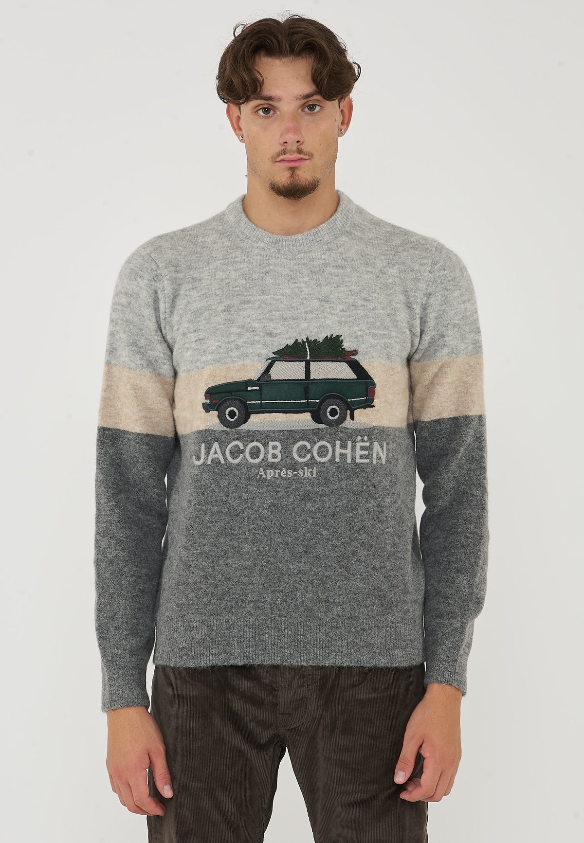 Maglia In Misto Lana e Alpaca Color Grey e Light Grey 