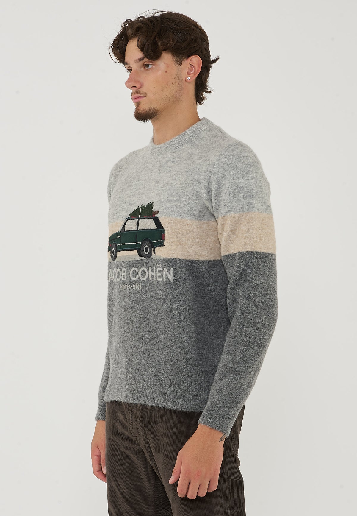 Maglia In Misto Lana e Alpaca Color Grey e Light Grey 