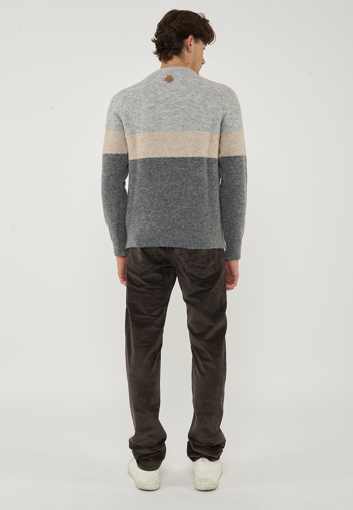 Maglia In Misto Lana e Alpaca Color Grey e Light Grey 