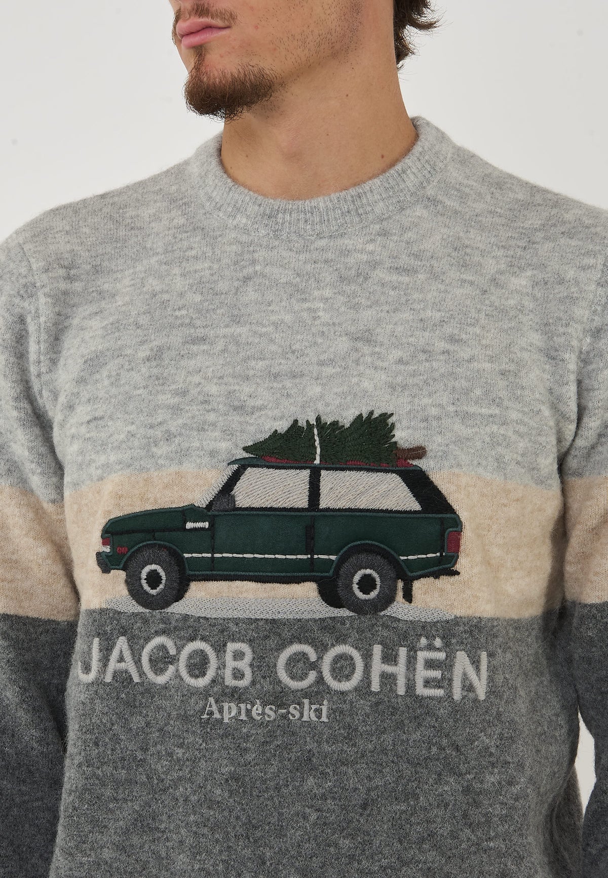 Maglia In Misto Lana e Alpaca Color Grey e Light Grey 