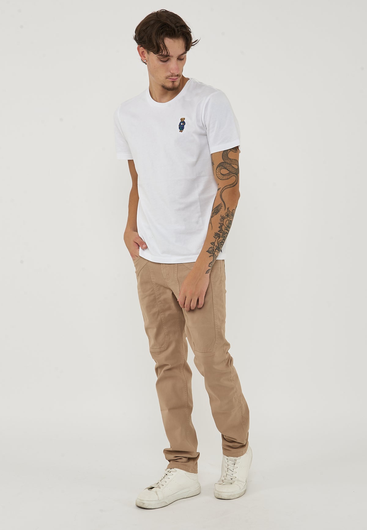 Pantalone John Toppa Cotone Slim Fit Beige Sabbia 
