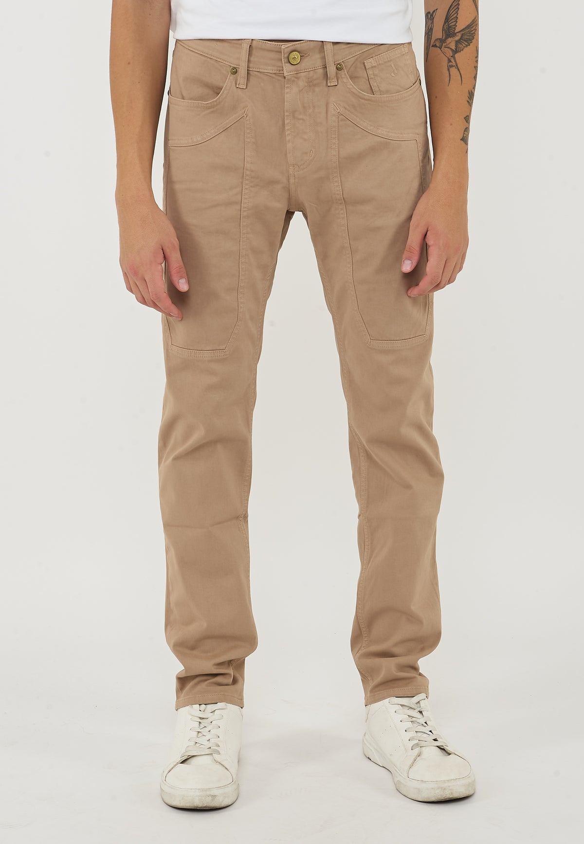 Pantalone John Toppa Cotone Slim Fit Beige Sabbia 