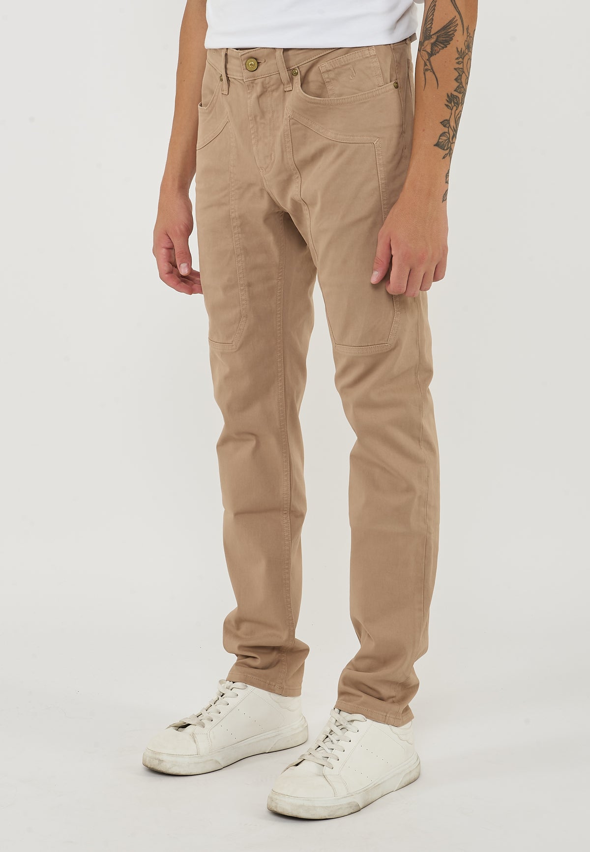 Pantalone John Toppa Cotone Slim Fit Beige Sabbia 