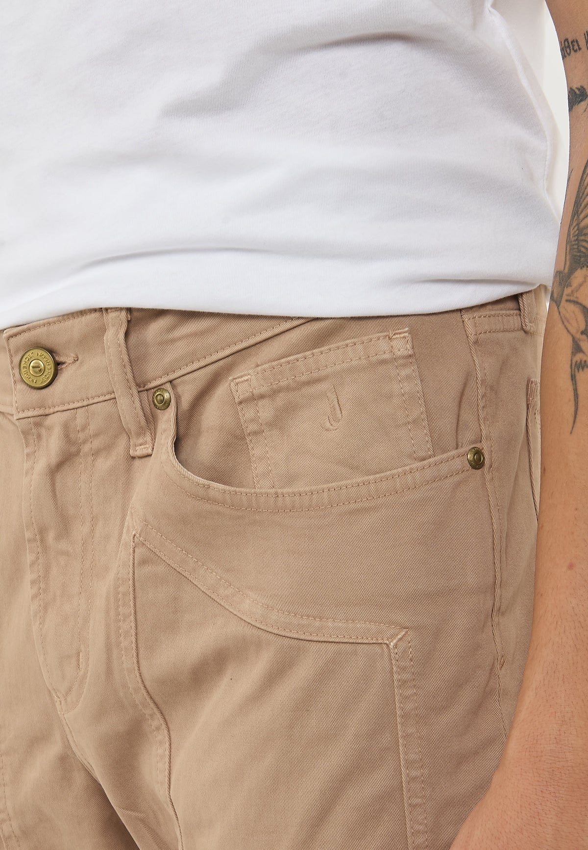 Pantalone John Toppa Cotone Slim Fit Beige Sabbia 