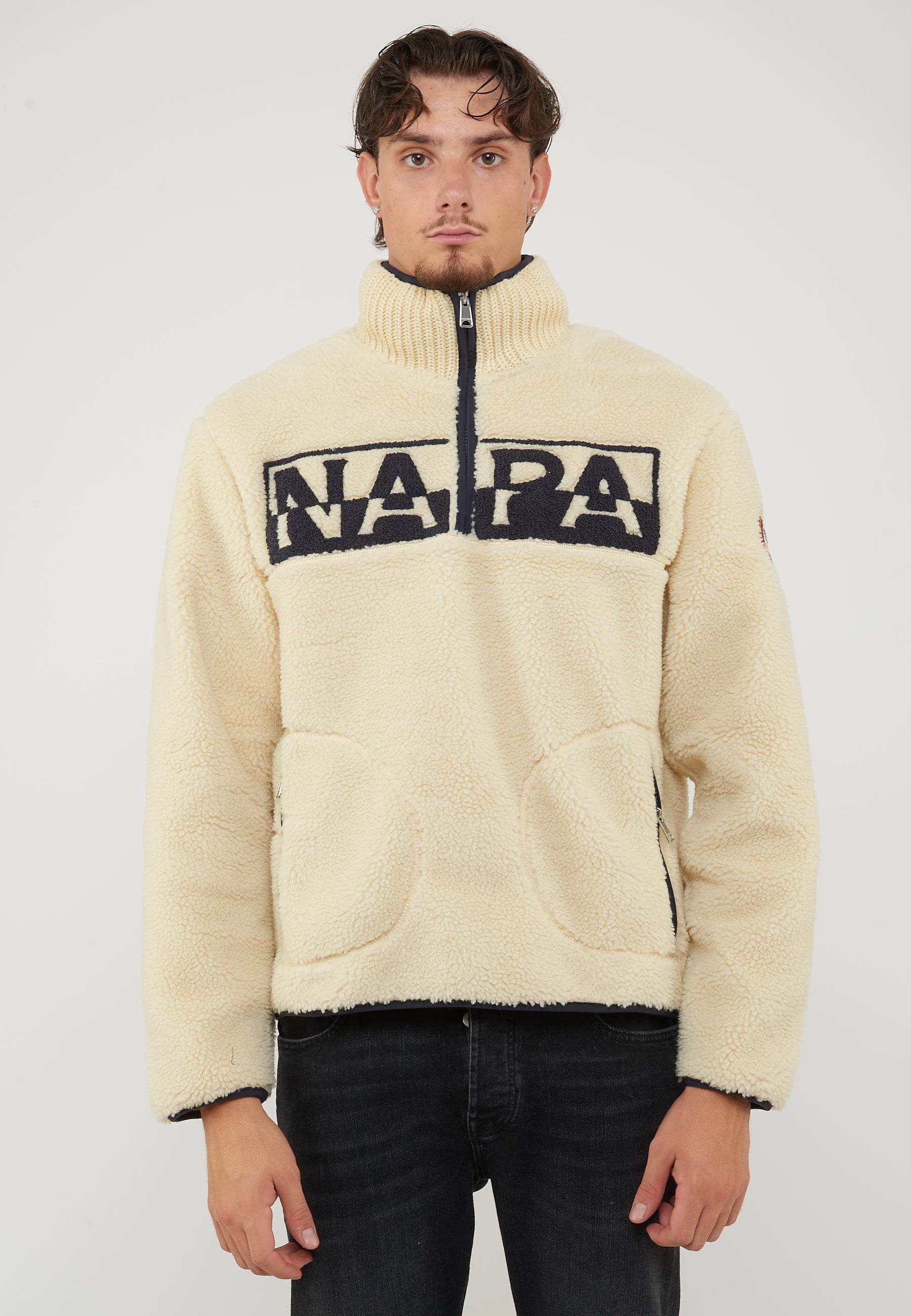 Felpa In Pile Con Mezza Zip T-Archive Fleece Putty 