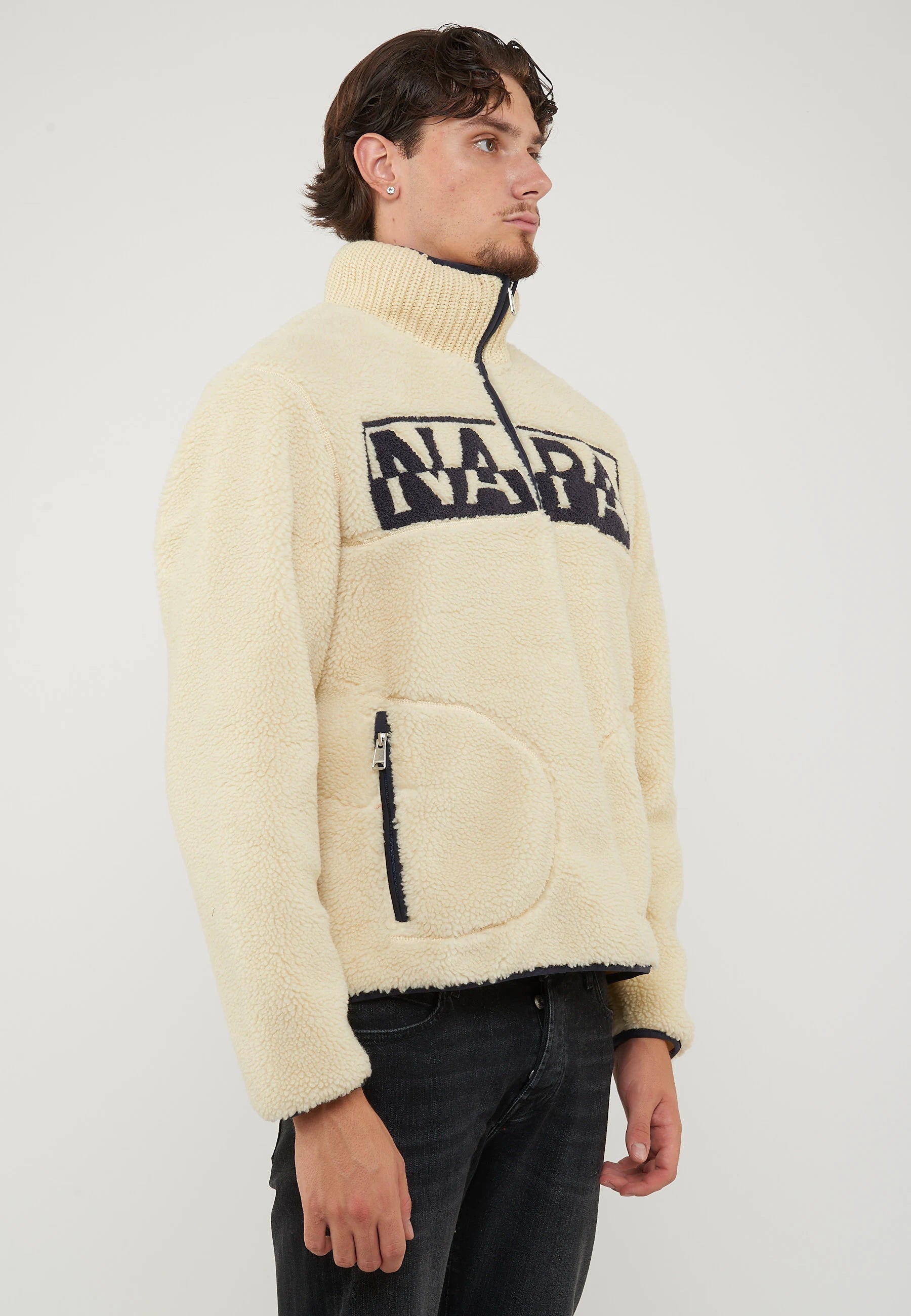 Felpa In Pile Con Mezza Zip T-Archive Fleece Putty 