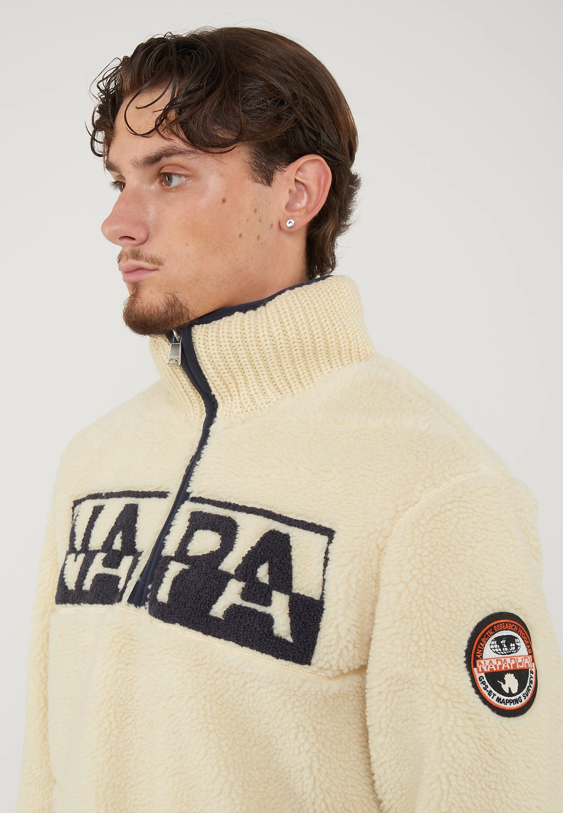 Felpa In Pile Con Mezza Zip T-Archive Fleece Putty 