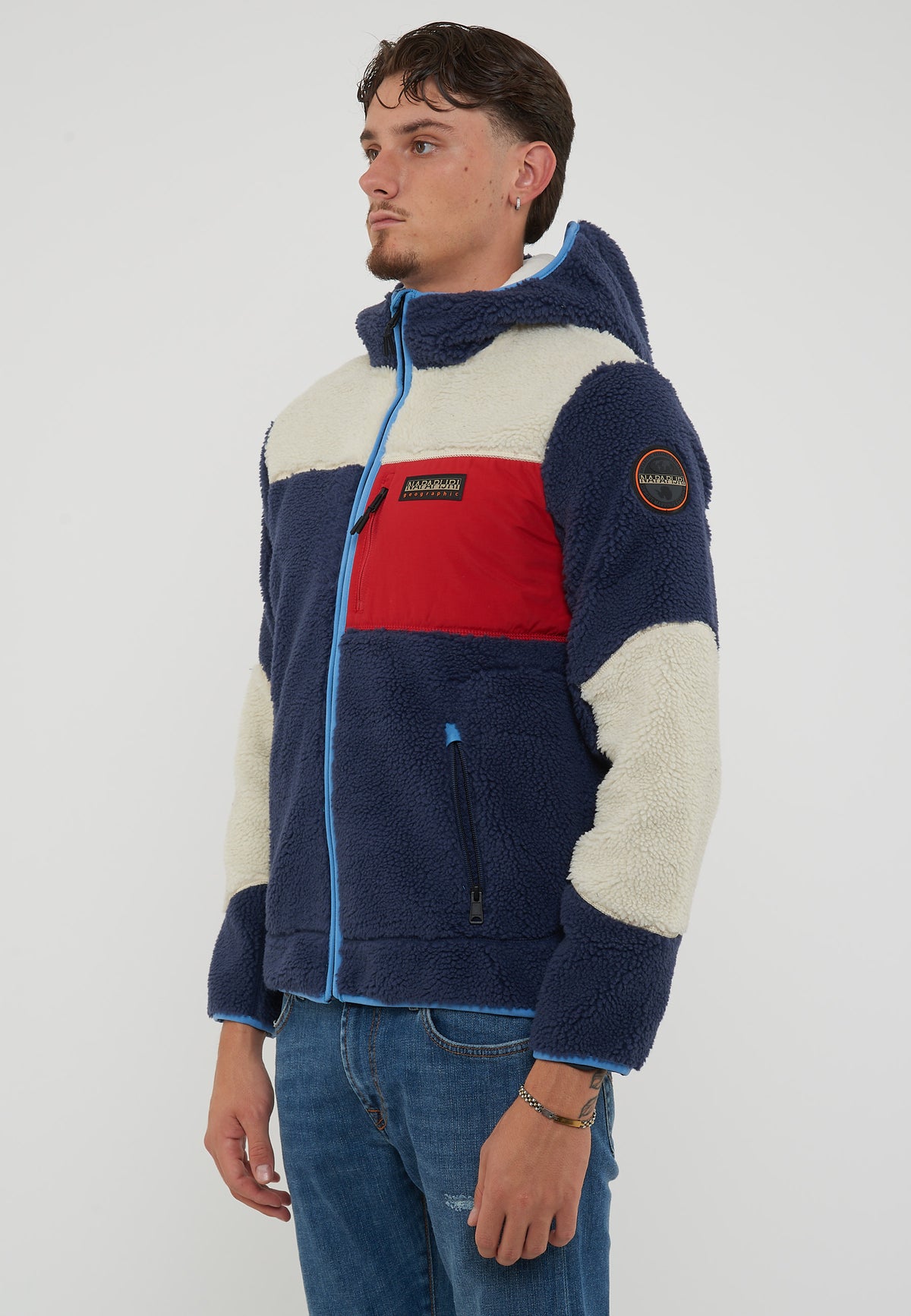 Felpa in Pile con Cappuccio e Zip Yupik Multicolore 