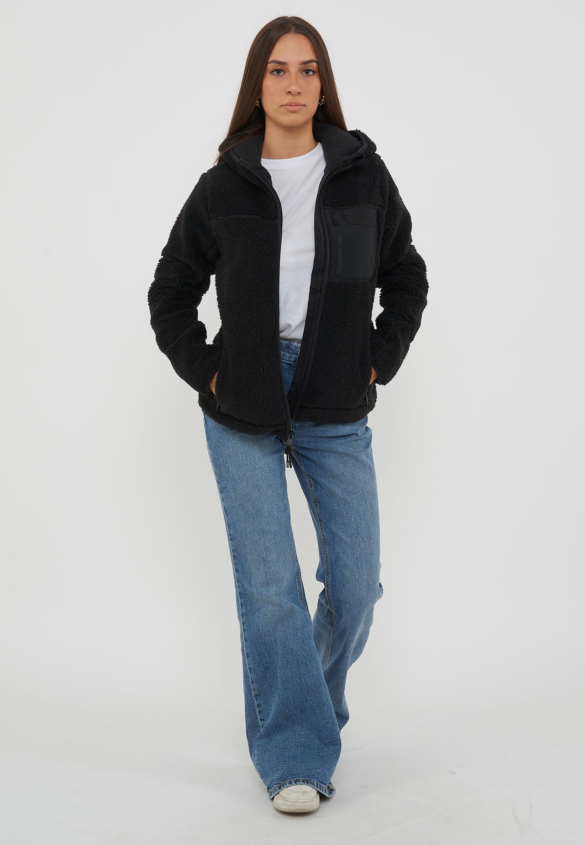 Felpa in Pile con Cappuccio e Zip Yupik Black Beauty 