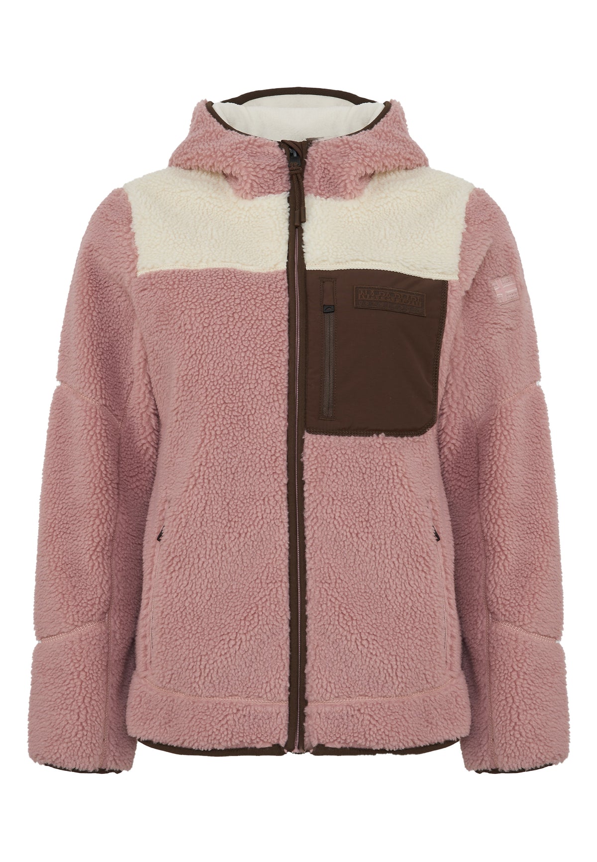 Felpa in Pile con Cappuccio e Zip Yupik Pink Woodrose 