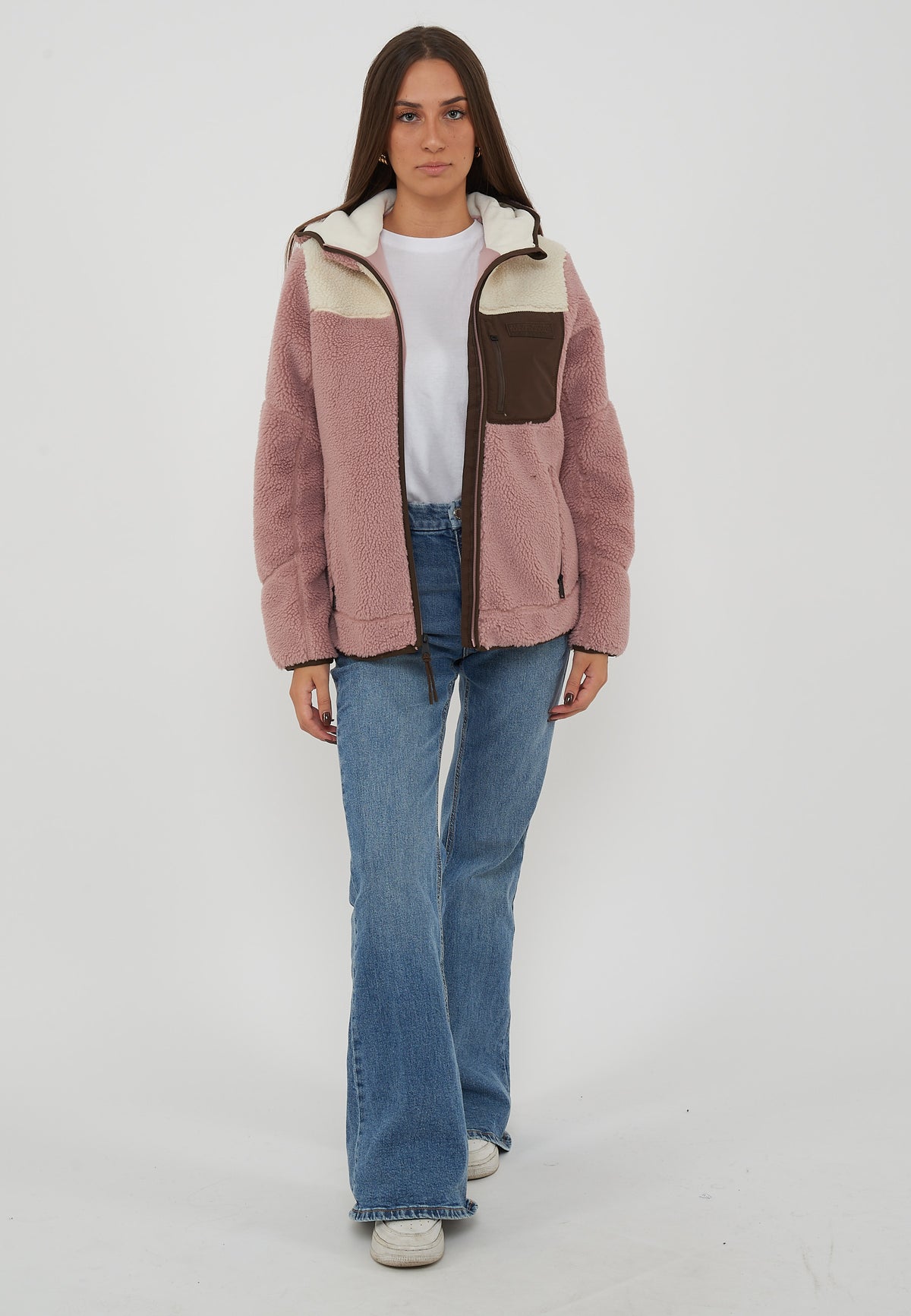 Felpa in Pile con Cappuccio e Zip Yupik Pink Woodrose 