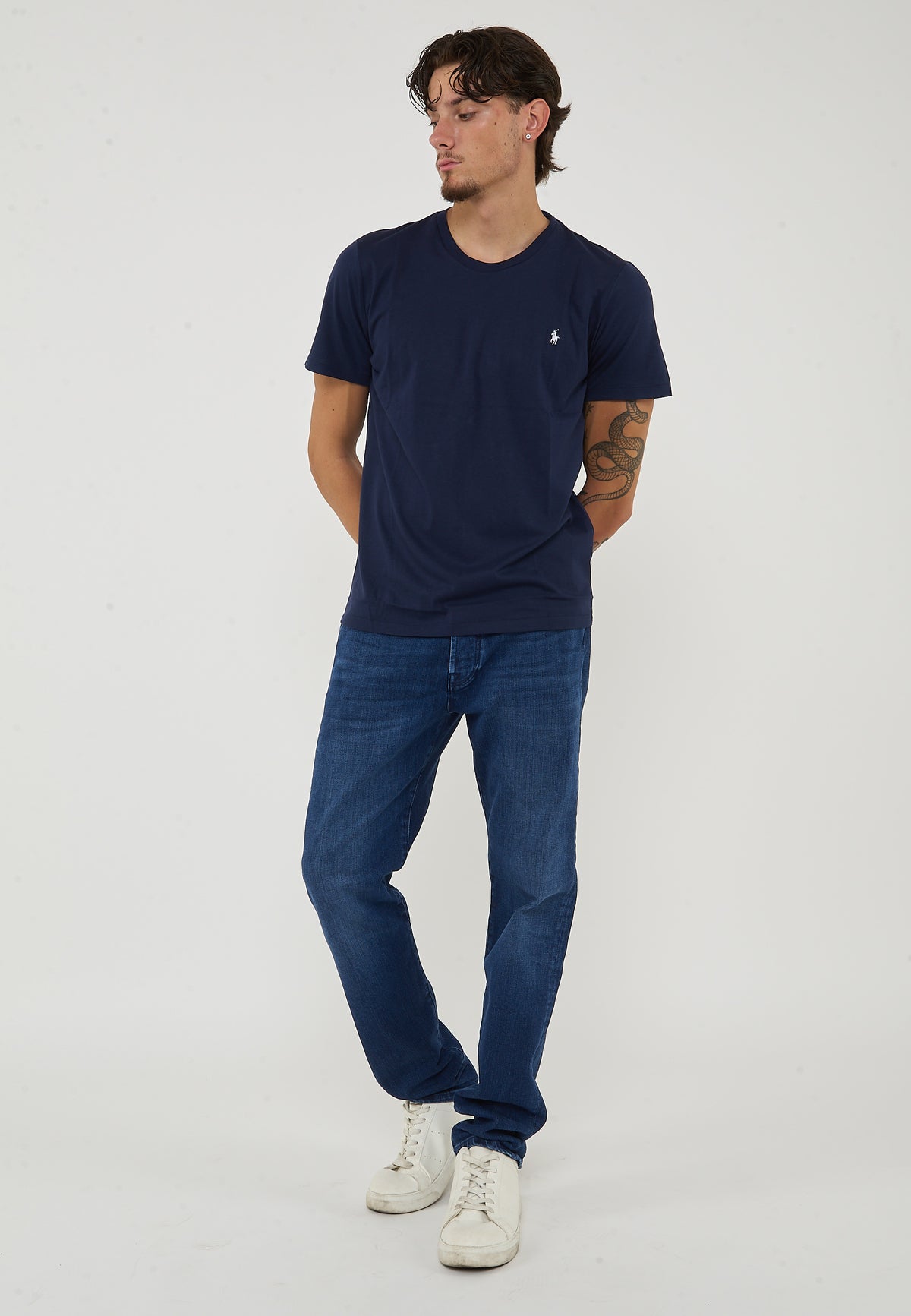 T-Shirt In Jersey di Cotone Navy 