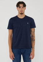 T-Shirt In Jersey di Cotone Navy 