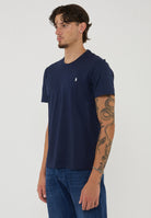 T-Shirt In Jersey di Cotone Navy 