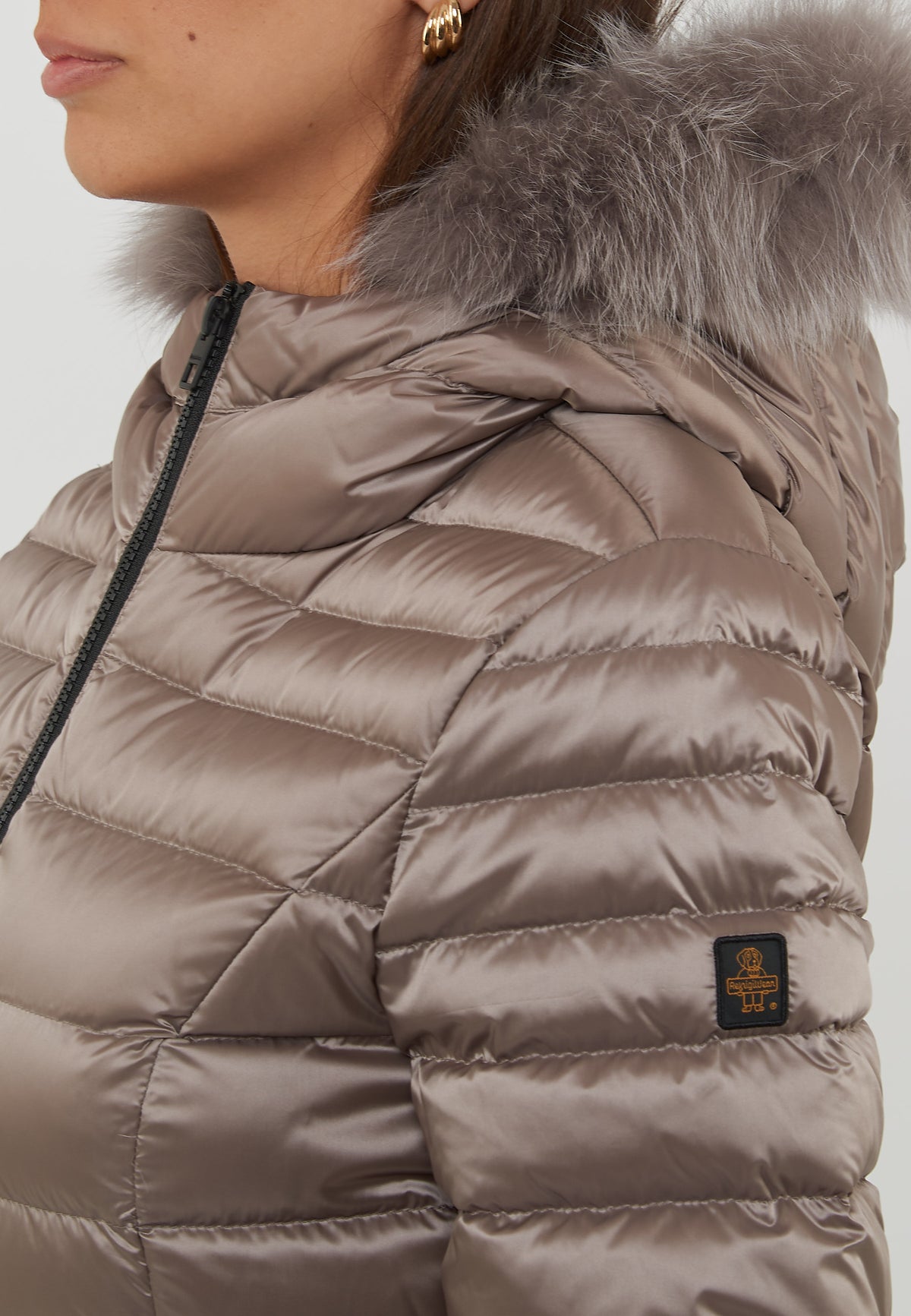 Piumino Long Mead Fur Jacket Mastice 