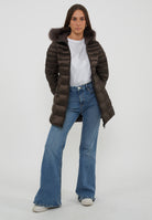 Piumino Long Mead Fur Jacket Black Coffee 