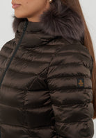 Piumino Long Mead Fur Jacket Black Coffee 