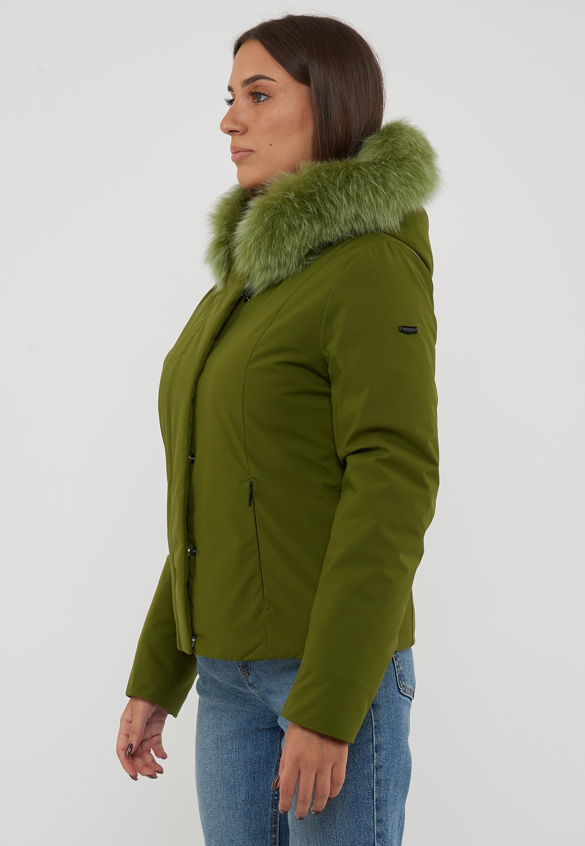 Parka Corto Donna Short Lady Tech Fur Jacket Pesto 