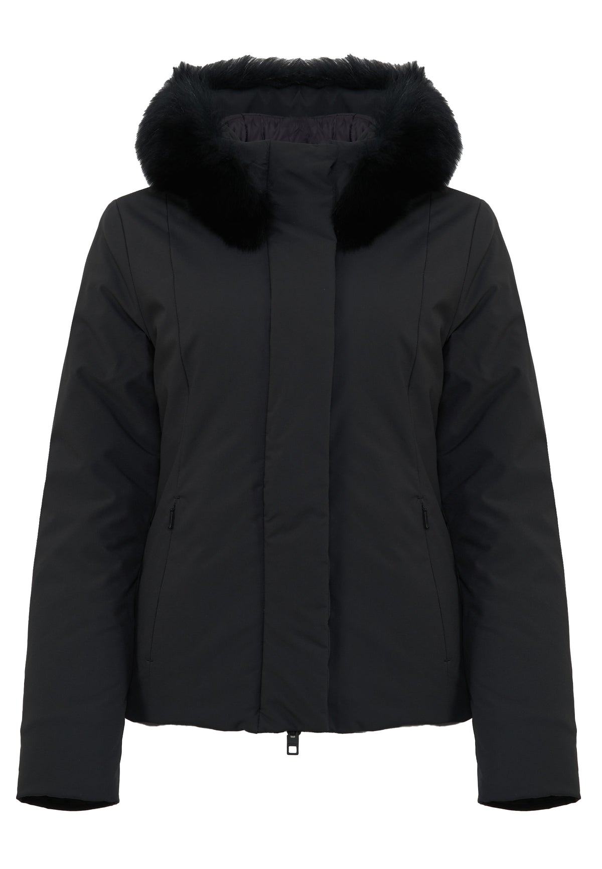 Parka Corto Donna Short Lady Tech Fur Jacket Nero 