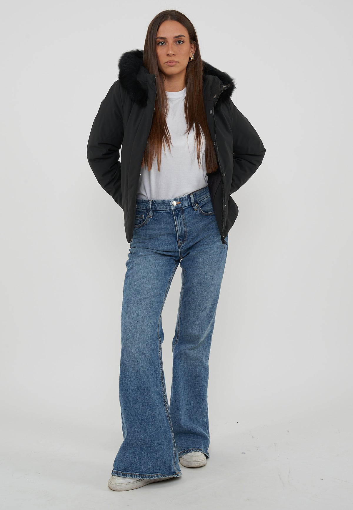 Parka Corto Donna Short Lady Tech Fur Jacket Nero 