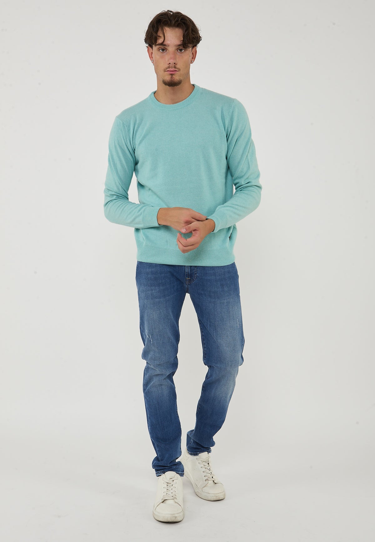 Pullover Girocollo Crew Basic Man Laguna Green 