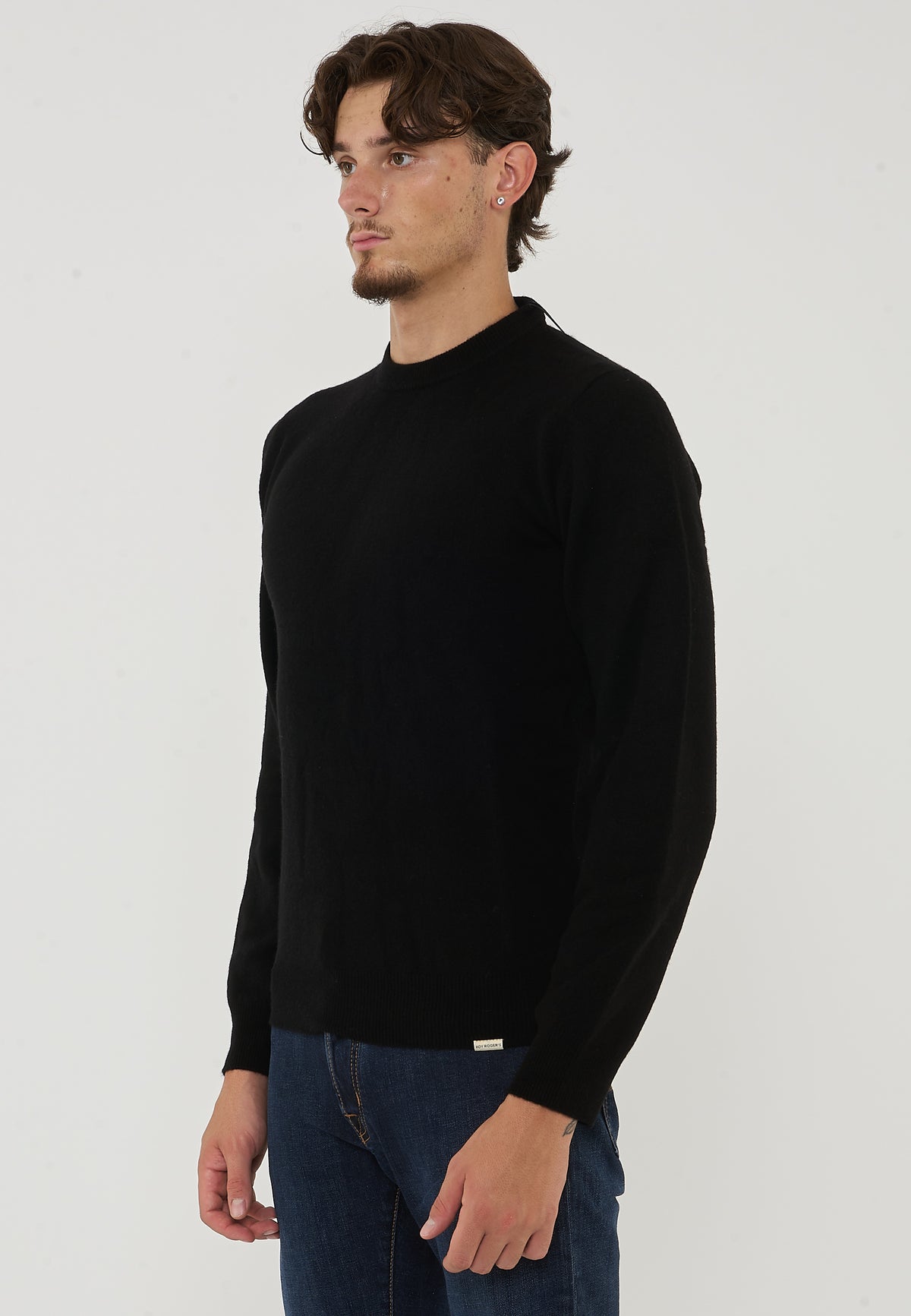Pullover Misto Cashemeire  Girocollo Crew Basic Man Black 