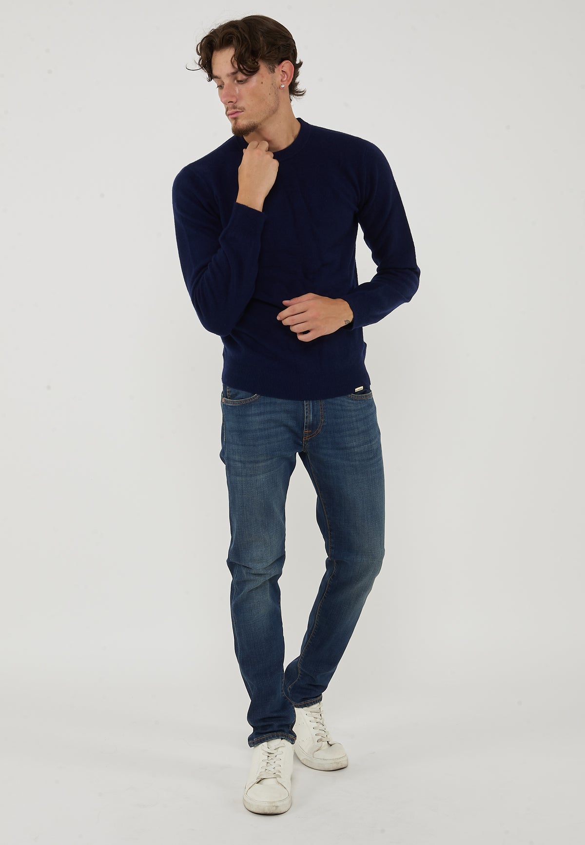 Pullover Misto Cashemeire  Girocollo Crew Basic Man Blue Navy 