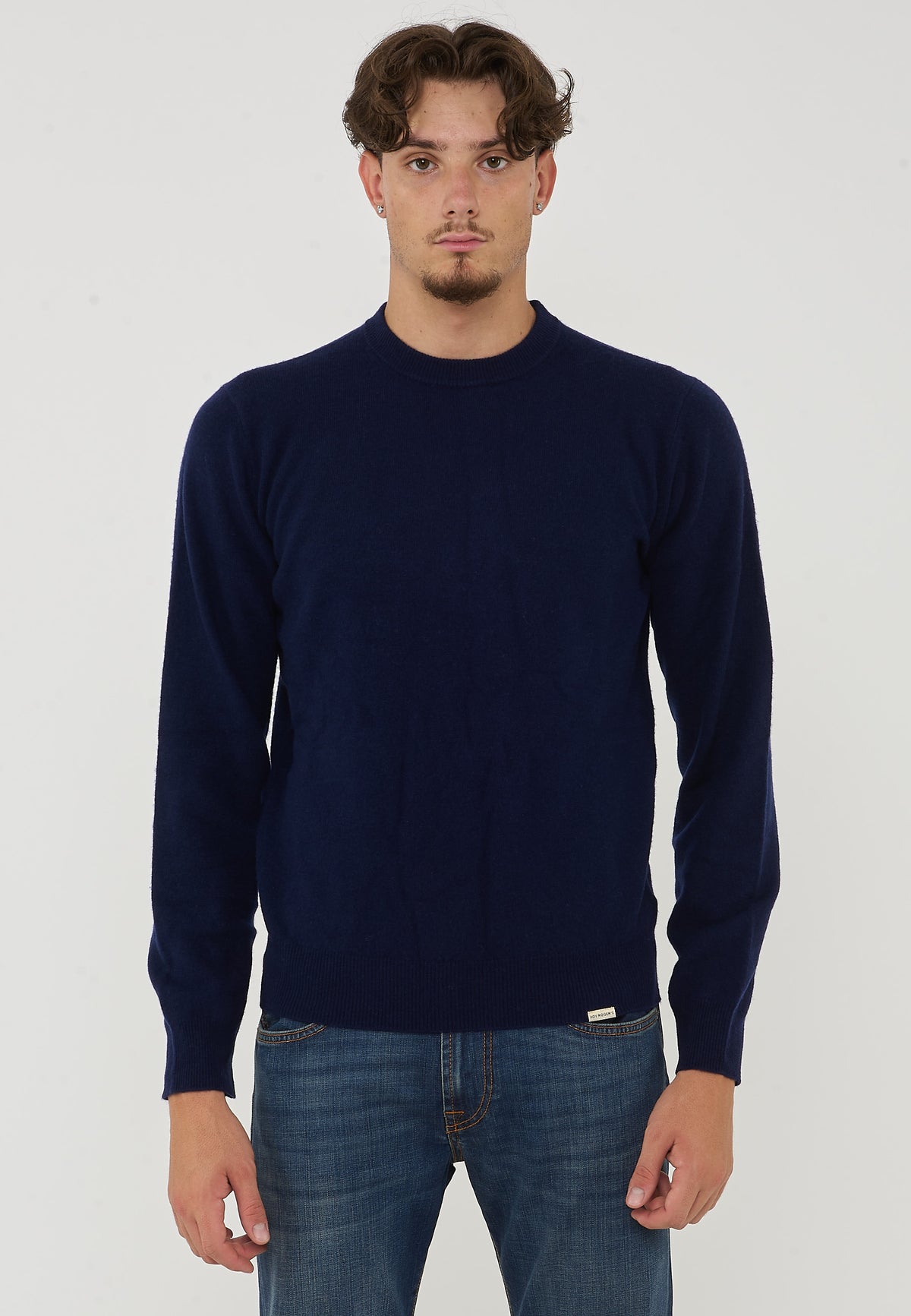 Pullover Misto Cashemeire  Girocollo Crew Basic Man Blue Navy 