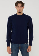 Pullover Misto Cashmere Girocollo Crew Basic Man Blue Navy 