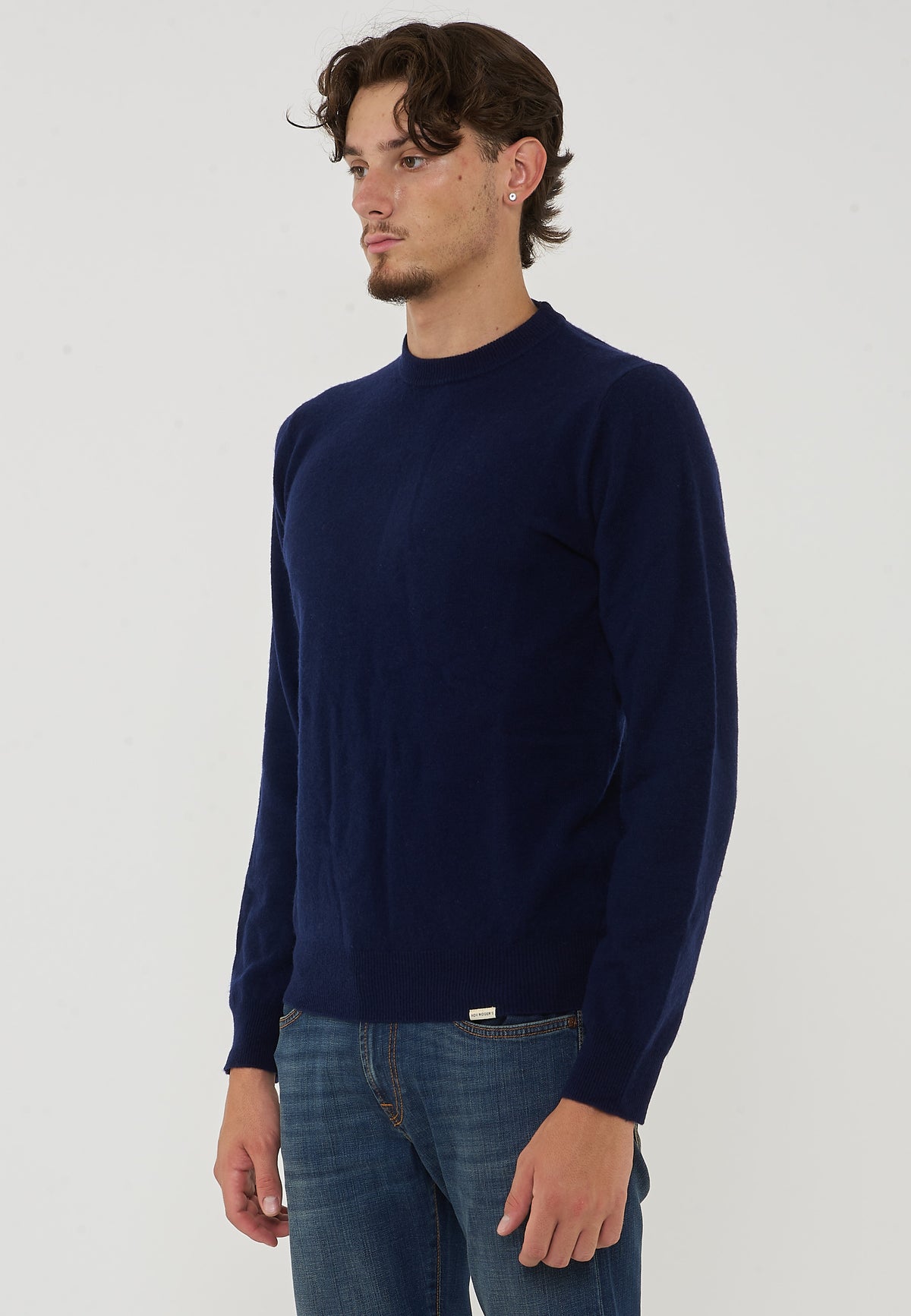 Pullover Misto Cashemeire  Girocollo Crew Basic Man Blue Navy 