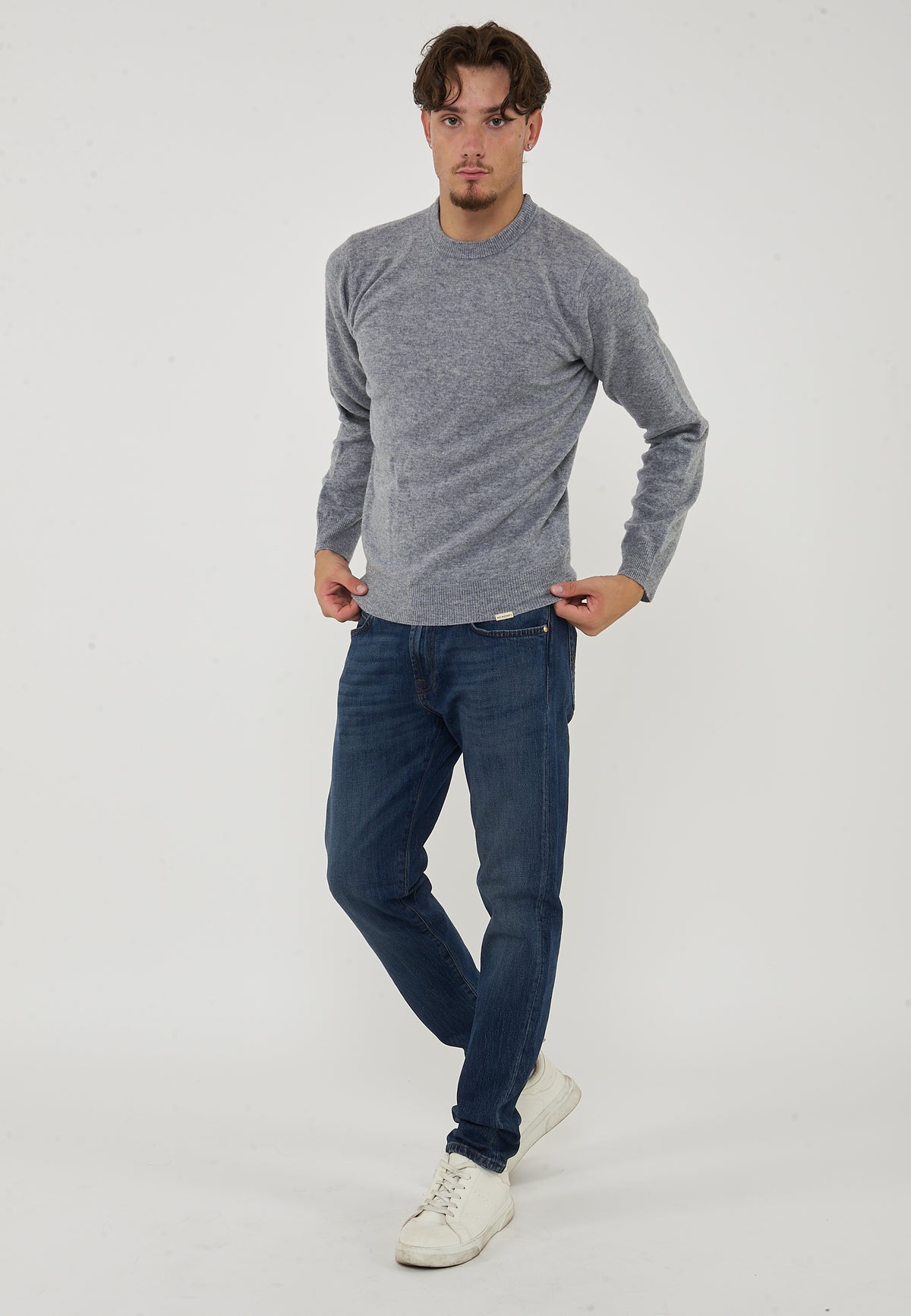Pullover Misto Cashemeire  Girocollo Crew Basic Man Grey Melange 