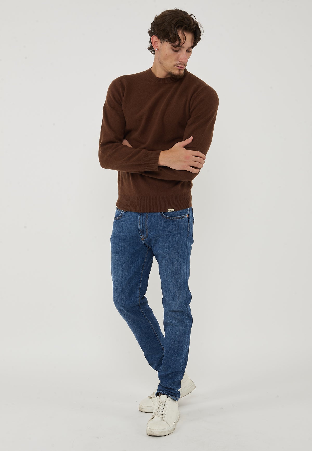 Pullover Misto Cashemeire  Girocollo Crew Basic Man Brown 