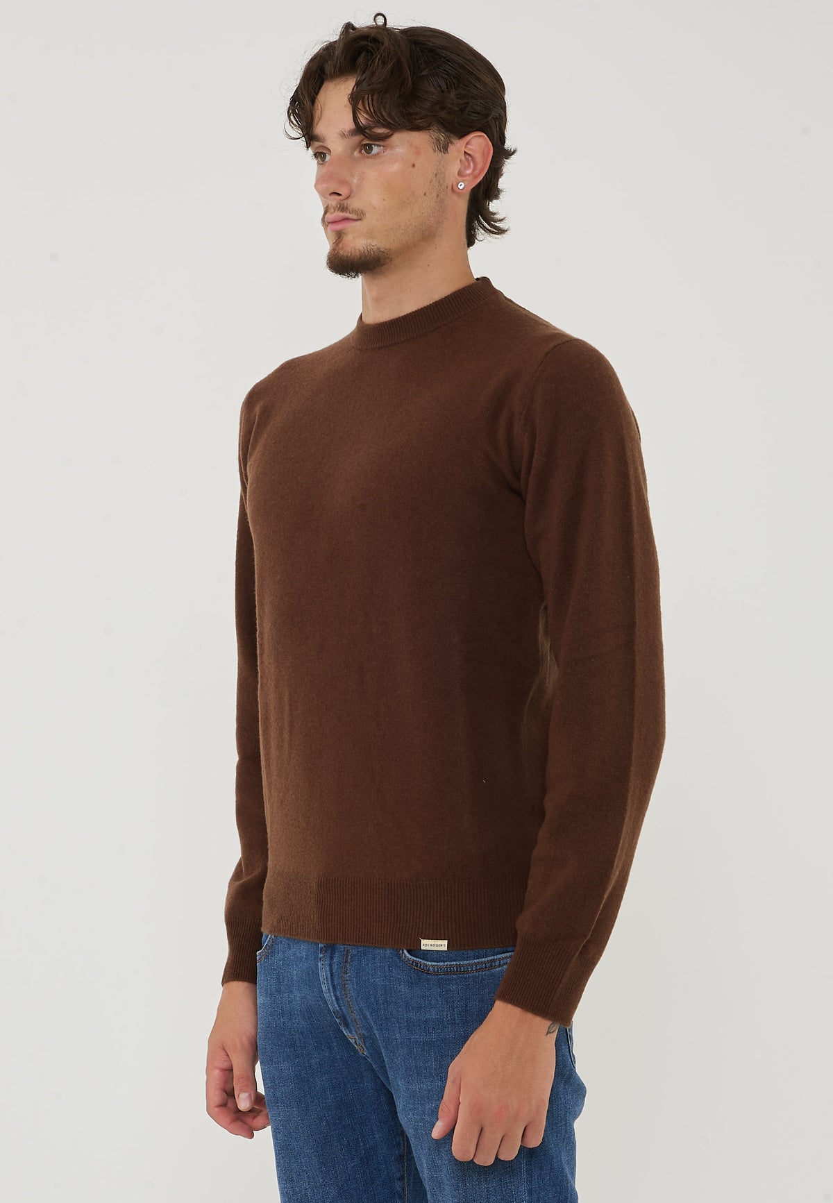 Pullover Misto Cashemeire  Girocollo Crew Basic Man Brown 