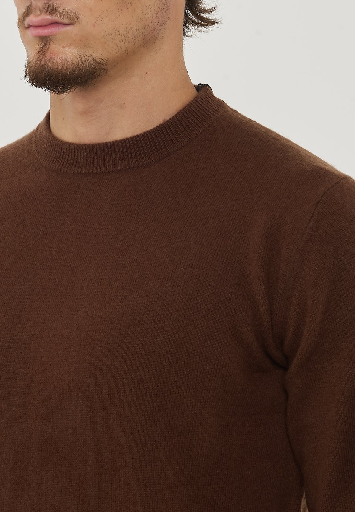 Pullover Misto Cashemeire  Girocollo Crew Basic Man Brown 