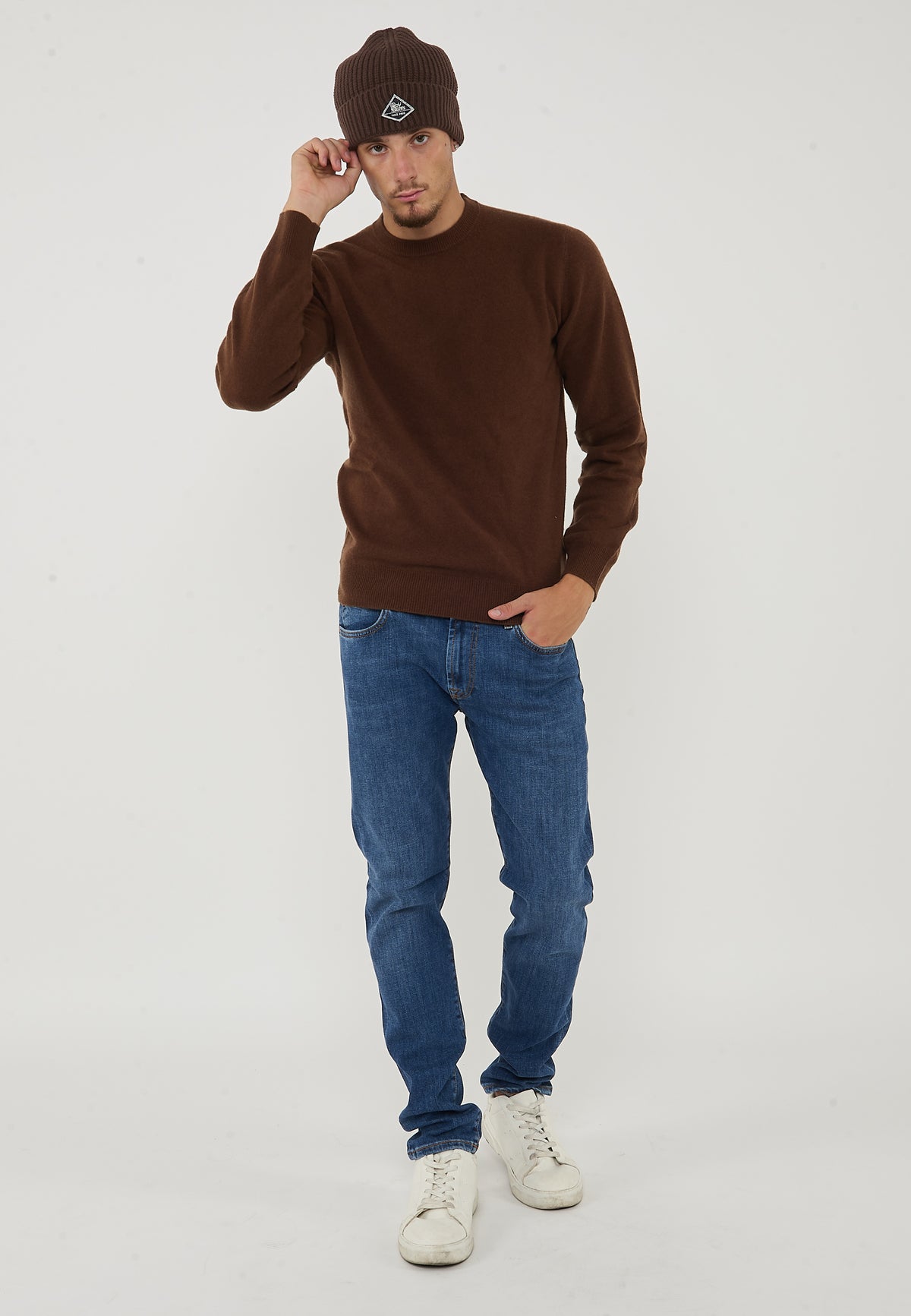 Beanie In Maglia Brown 