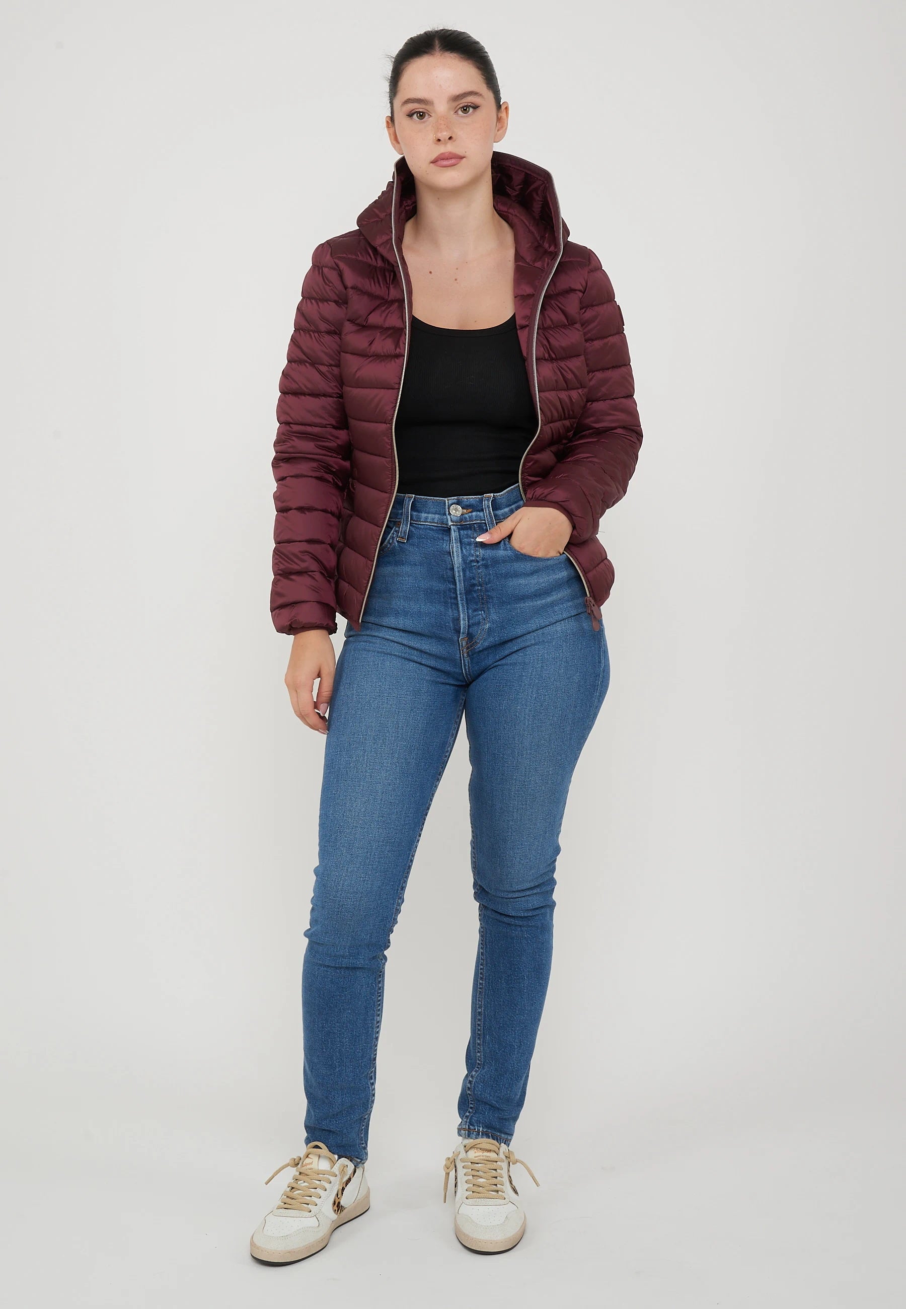 Piumino Animal Free Con Cappuccio Donna Alexis Wine Red 